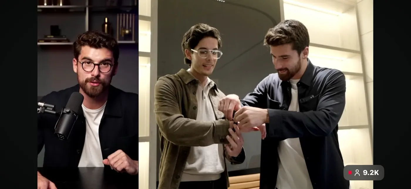 Alex Klaric receiving the Consulting.com mastermind prize from Iman Gadzhi in Dubai